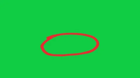 Hand drawn red circle highlight drawing on on green screen Vídeos de archivo 348305477
