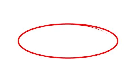 Hand-drawn red circle or oval frame highlight element with a natural marker.. Illustrazione stock