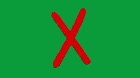 Hand Drawn Red Cross Mark X Symbol 2D Animation Green Screen Vidéo 341798852