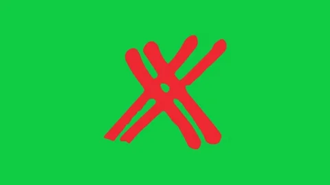 Hand drawn red cross mark drawing and shaking on green screen 库存影片 348305463
