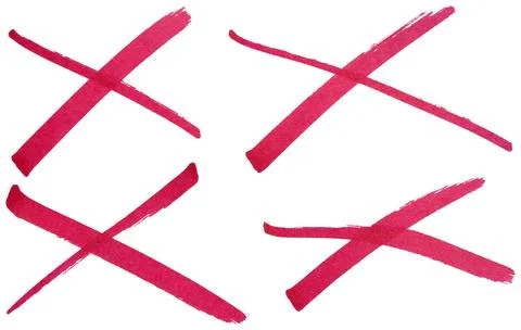 Hand drawn red cross mark with marker brush strokes, abstract ink X symbol .. Stock Photos
