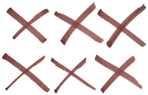 Hand drawn red cross mark with marker brush strokes, abstract ink X symbol .. Stock Photos