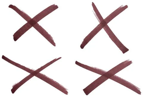 Hand drawn red cross mark with marker brush strokes, abstract ink X symbol .. Stock Photos