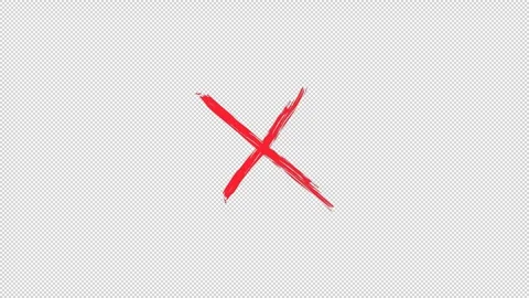 Hand drawn red cross. Moving banner with dark alpha channel and drawn reject Video stock 323677995