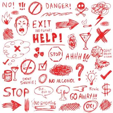 Hand drawn red doodle elements Stock Illustration