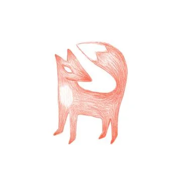 Hand drawn red fox sketch Stock Illustration