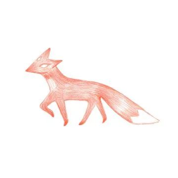 Hand drawn red fox sketch Stock Illustration