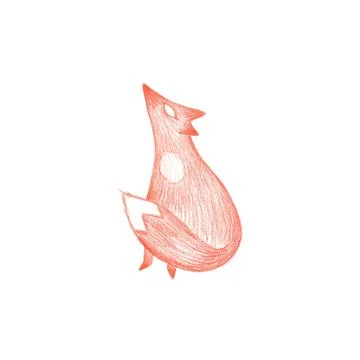 Hand drawn red fox sketch Stock Illustration