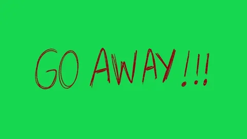 Hand Drawn Red Go Away Text Animation on Green Screen Angry Dismissal Overlay Vidéo 334608715