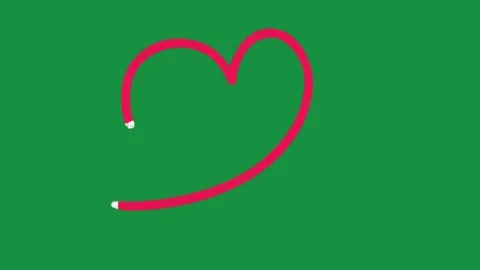 Hand Drawn Red Heart Animation Overlay with Continuous Line Drawing Cartoon  Видео 335124734