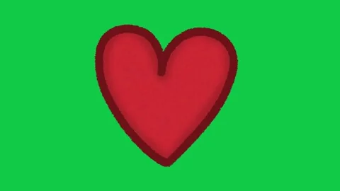Hand Drawn Red Heart Animation on Green Screen Overlay Stock Footage 336578741