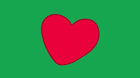 Hand Drawn Red Heart Icon Animated Shape on Green Screen 動画素材 341310706