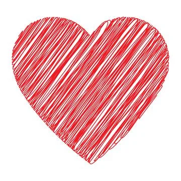Hand drawn red heart. Scribble heart vector. Stock Illustration