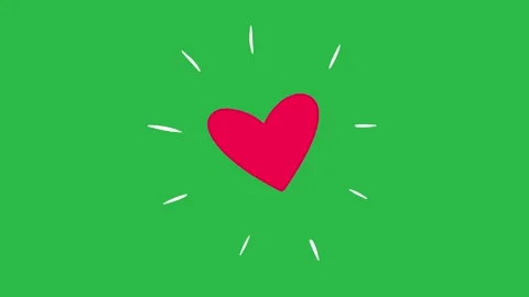 Hand Drawn Red Heart Spark Explosion Animation on Green Screen Background 動画素材 339335217