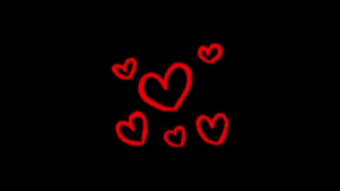 Hand drawn red hearts animated on black background for valentines day and l.. Stock Footage 345547893