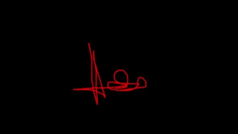 Hand drawn red ink scribble signature isolated on a solid black background .. Stock Footage 333782847