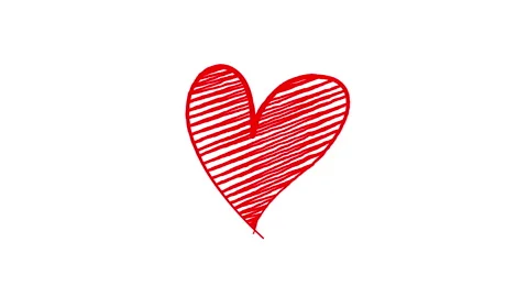 Hand drawn red line heart shape on white background. Stock Footage 343386944