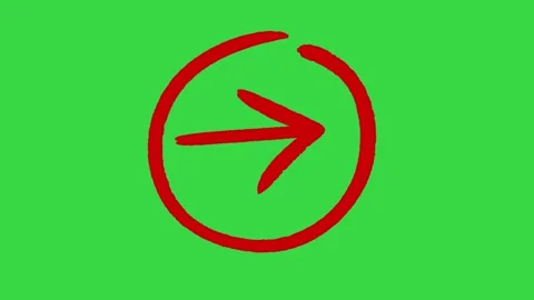 Hand Drawn Red Marker Arrow in Circle Pointer Animation on Green Screen Stock Footage 339335330