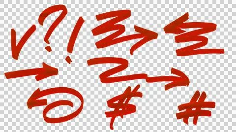Hand drawn red marker arrows and symbols pack Stock Illustration