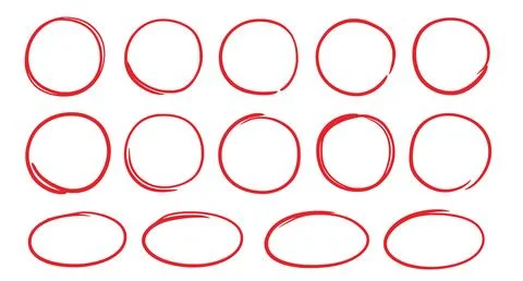 Hand drawn red marker round frame. Hand drawn marker stroke style doodle red Stock Illustration
