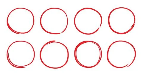Hand drawn red marker round frame. Hand drawn marker stroke style doodle red Stock Illustration