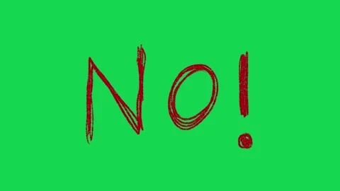 Hand Drawn Red NO Text Animation on Green Screen Negative Response Video Overlay Stockbeeldmateriaal 334608721