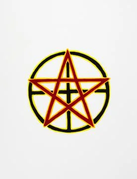Hand drawn red pentagram Stock Illustration