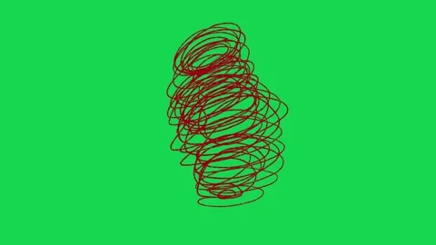 Hand Drawn Red Scribble Animation Element on Green Screen Background Stock Footage 334608628