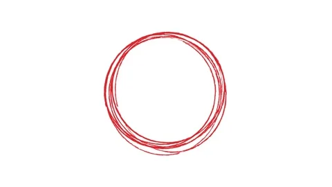 Hand drawn red scribble circle marker isolated on a white background.	 Stock Footage 341904412