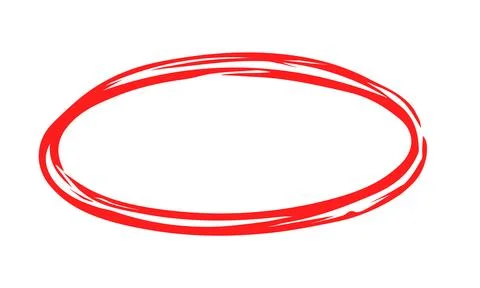 Hand Drawn Red Scribble Circle Isolated. Brush Marker Highlight Icon Stock Illustration