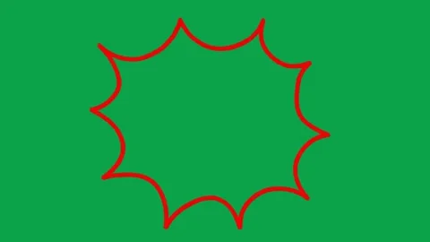 Hand Drawn Red Spiky Action Bubble Green Screen Overlay Motion Graphic Vídeo Stock 344049291