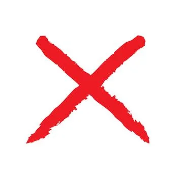 Hand Drawn Red X Cross Mark Brush Stroke. Cancel Close Error Icon Vector イラスト素材
