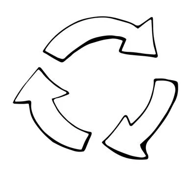 Hand Drawn Refresh Arrows Cycle Symbol Minimal Line Art Illustration Stock Illustration