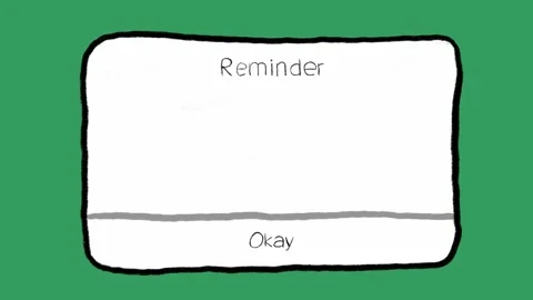 Hand-Drawn Reminder Notification Pop-up Animation on Green Screen | Screen Alert Stock Footage 318317470