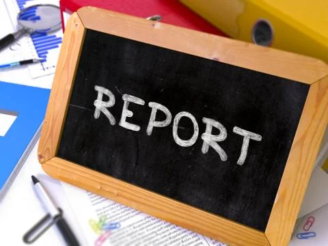 Hand Drawn Report Concept on Small Chalkboard Stock Illustration