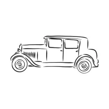 Hand drawn retro car. Vector. retro car, vector sketch illustration Stock Illustration
