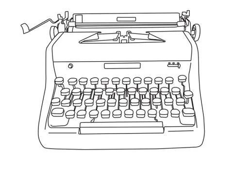 Hand Drawn Retro Typewriter Stock Illustration