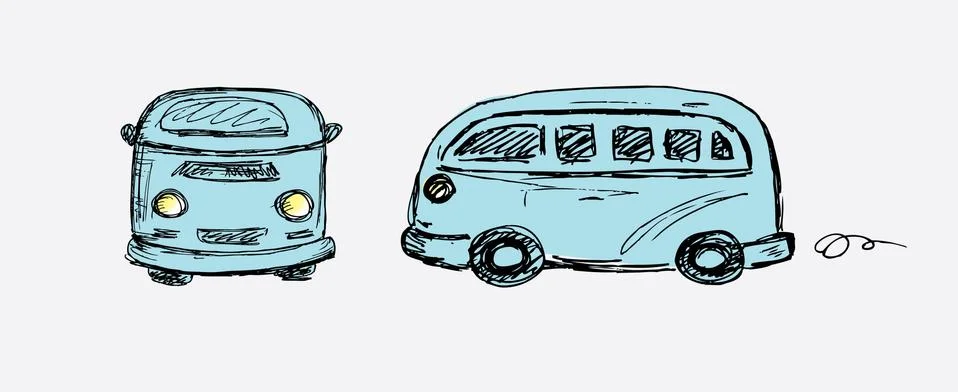 Hand drawn retro van Illustrazione stock