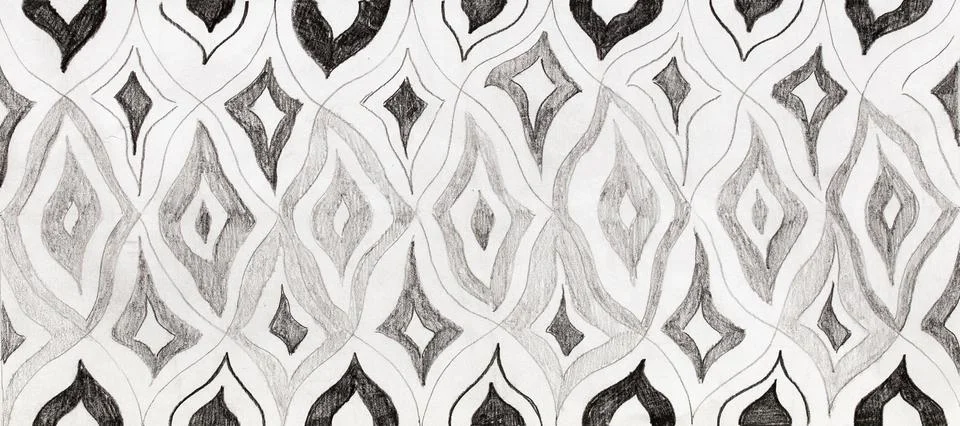 Hand drawn rhytmical structured pattern on paper. Stockillustratie