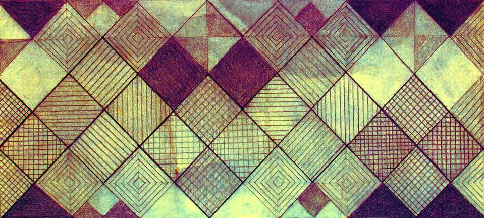 Hand drawn rhytmical structured pattern on paper. Illustrazione stock