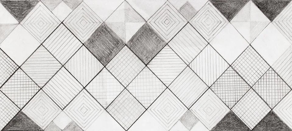 Hand drawn rhytmical structured pattern on paper. Stock Illustration