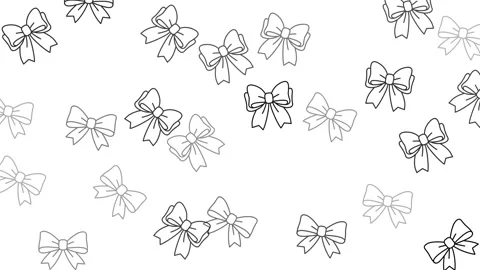 Hand drawn ribbon bows seamless pattern black and white line art background Stock Footage 345539155