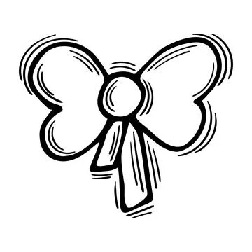 Hand drawn ribbon or bow on white background. Doodle. Decorative element Stock Illustration