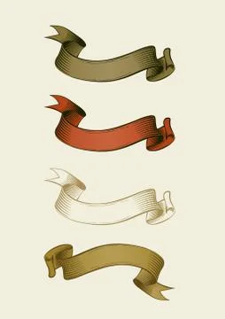 Hand drawn ribbon set. Illustrazione stock