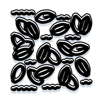 Hand drawn rice grains pattern on white background Stock Illustration