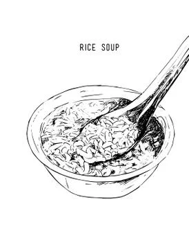 Hand drawn rice soup vector. Stock Illustration