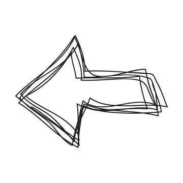 Hand drawn right arrow doodle, sketch scribble element, pencil art design Illustrazione stock
