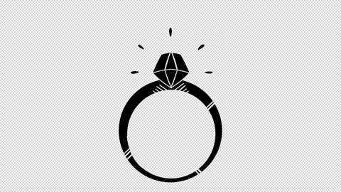 Hand drawn ring with diamond animation with alpha channel, motion graphics. 動画素材 141314510