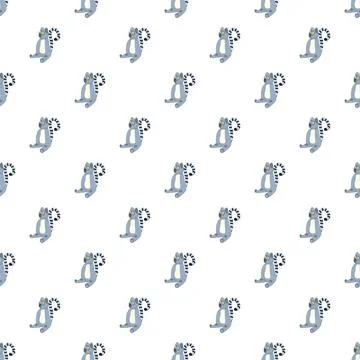 Hand drawn ring tailed lemur cartoon pattern Stock Illustration