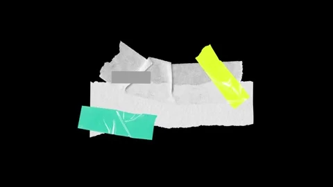 Hand drawn ripped paper sheet note placeholder with transparent background Stock Footage 342734800